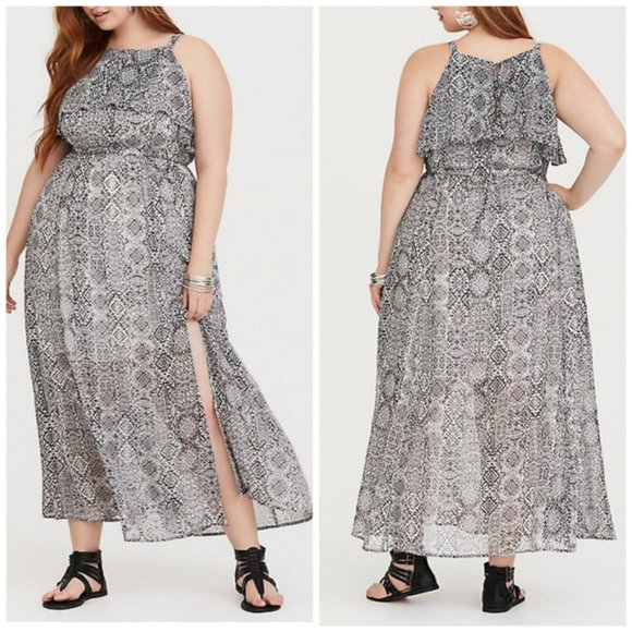 Torrid Boho Ikat Chifon Maxi Dress Sz 1 (1X) - Picture 1 of 12